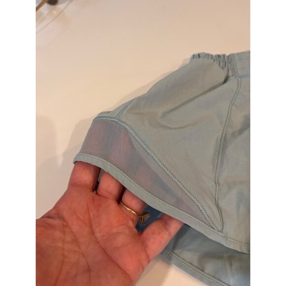 Lululemon 2 Tall Womens Light Blue Running Shorts With Mesh Detail & Elastic Wai - Picture 2 of 7